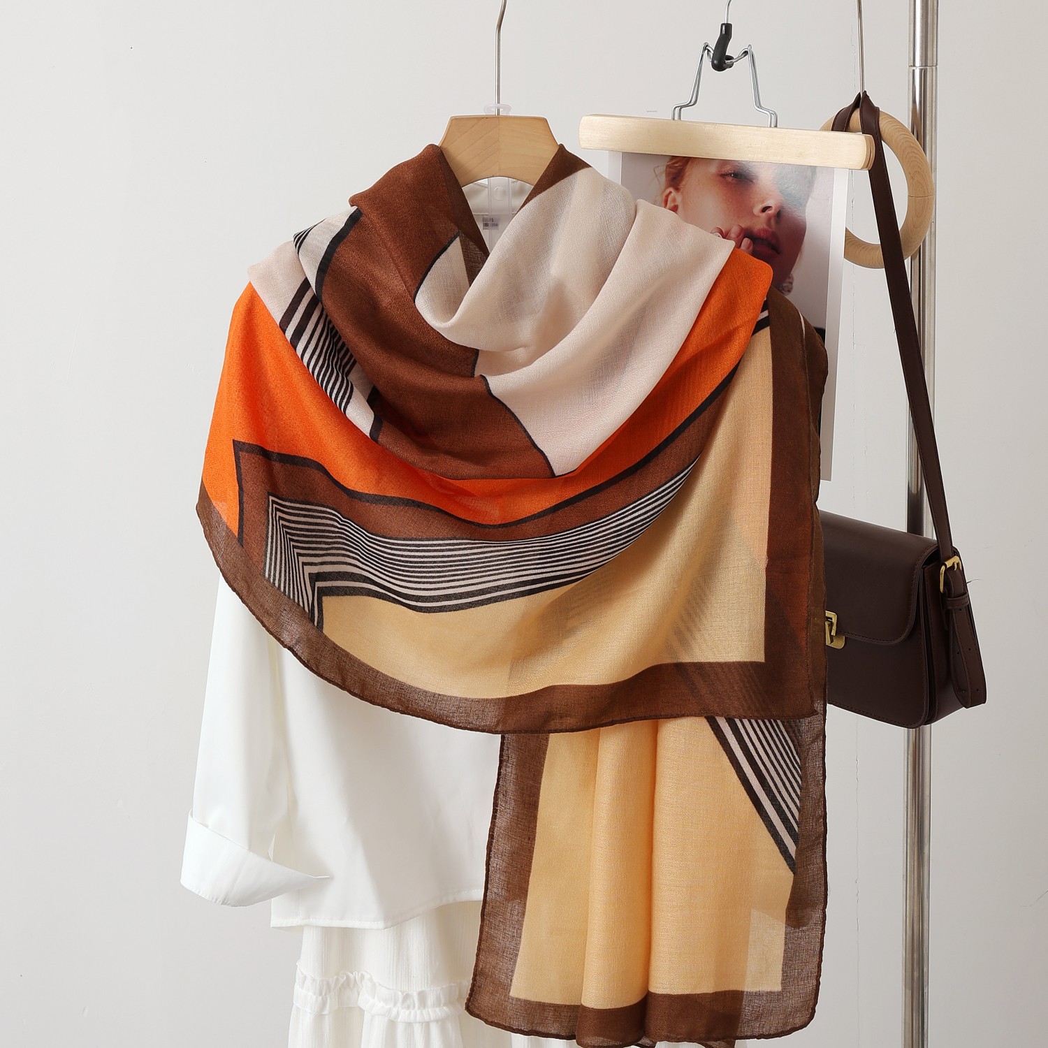 A color-blocked fashionable faux wool scarf, a thin and warm silk scarf, a large shawl, and a fashionable cape long scarf for women pic 4