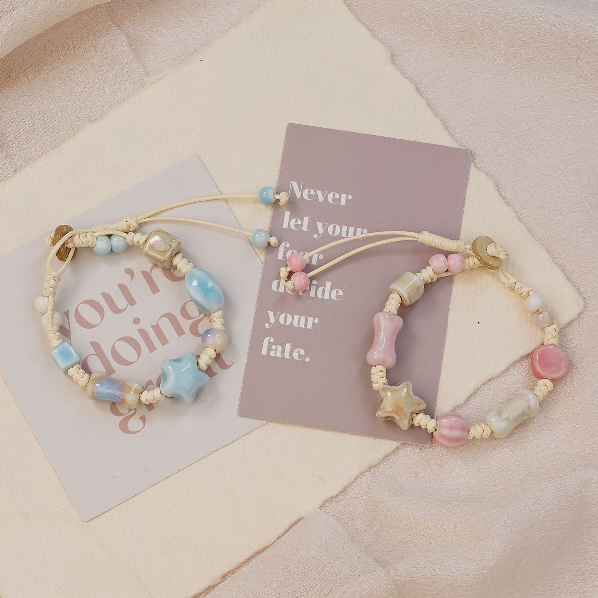 Jingdezhen ceramic bracelet wholesale, fresh, sweet, heavy woven rope, star niche bracelet accessories wholesale pic 5