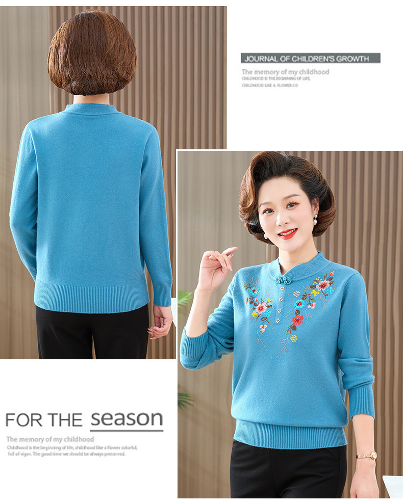 2024新款春秋毛衫喜妈妈婆婆结婚宴礼服毛衣女红色旗袍领秋冬款详情8