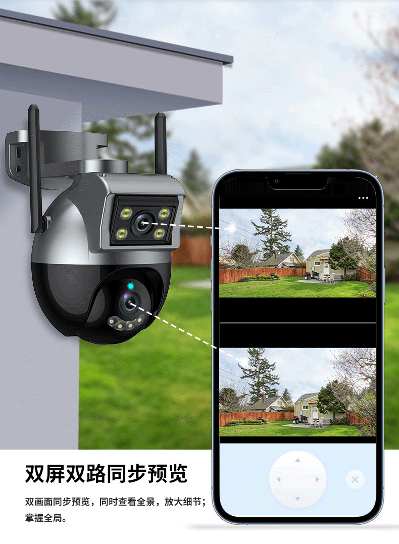 涂鸦智能双镜头无线wifi监控器摄像头 360度全景手机远监控摄像头详情1