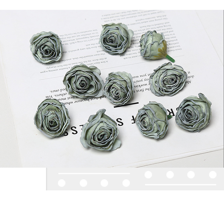 Ins风焦边小乔仿真玫瑰花头韩系DIY发饰头花胸花配件婚庆花艺装饰详情6