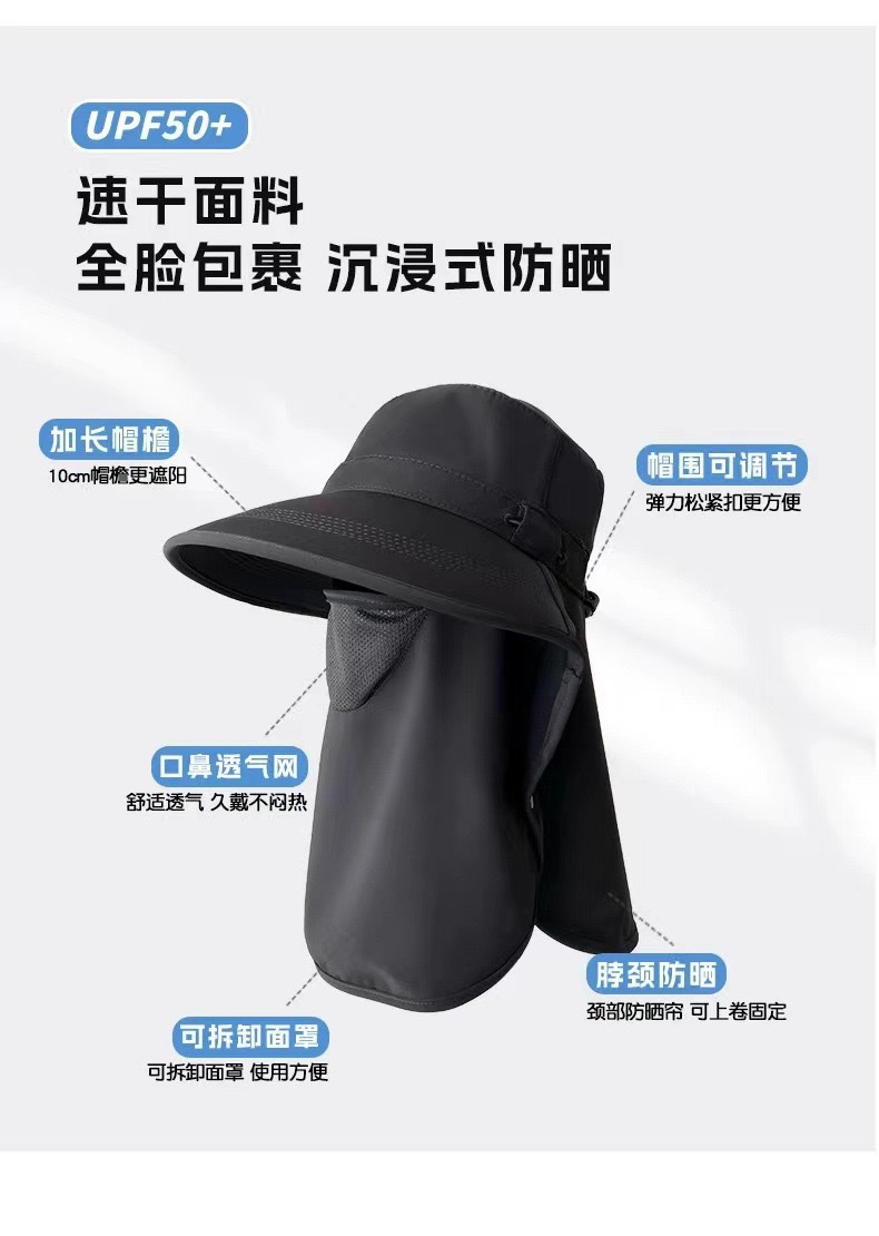 All-round sun protection hat, breathable face mask, neck guard, all-in-one sun hat, UV protection outdoor sun hat for women in summer pic 8