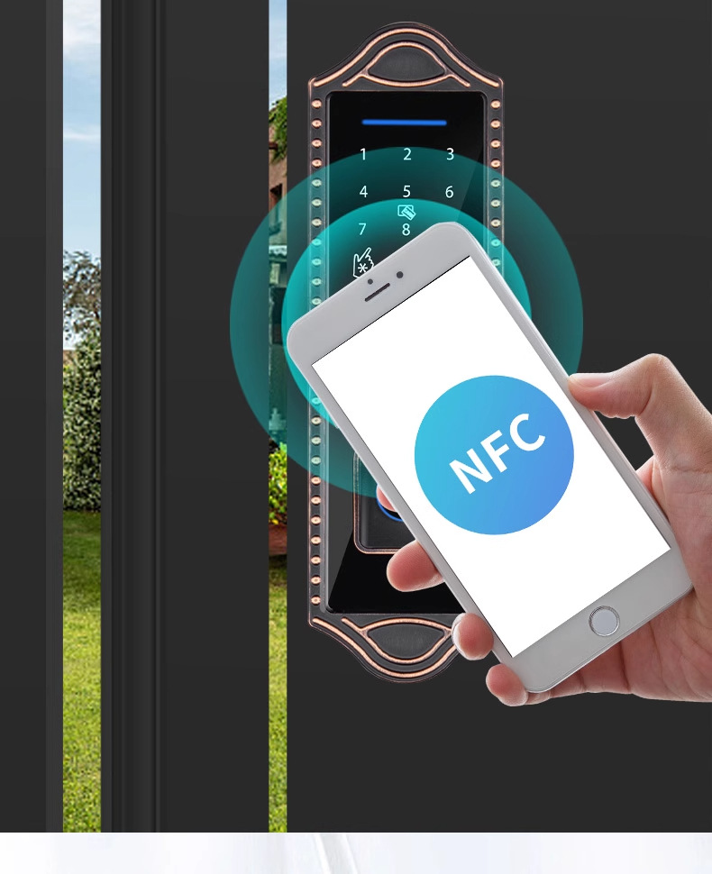 Bull head lock, electronic lock, anti-theft door, courtyard fingerprint lock, apartment iron gate, graffiti all smart lock, old-fashioned combination lock pic 17