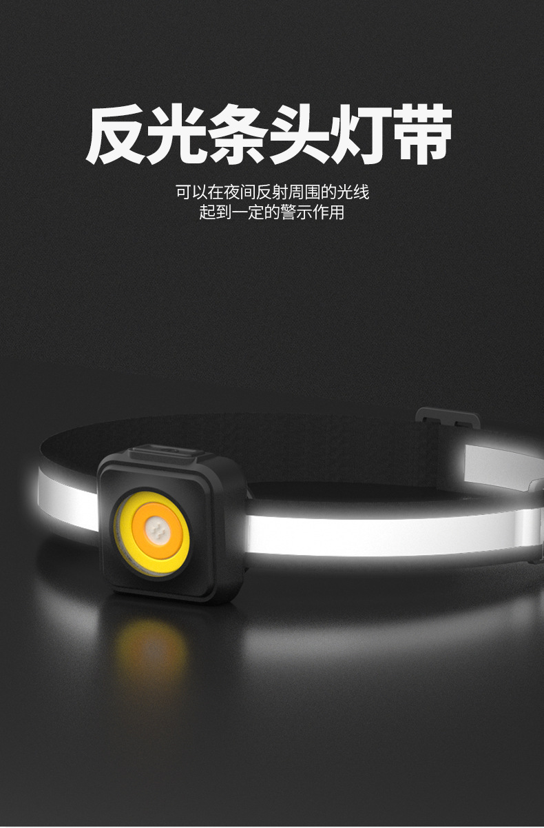 The new cross-border COB small adjustable lightweight headlamp with three light sources for outdoor lighting and charging is waterproof pic 7
