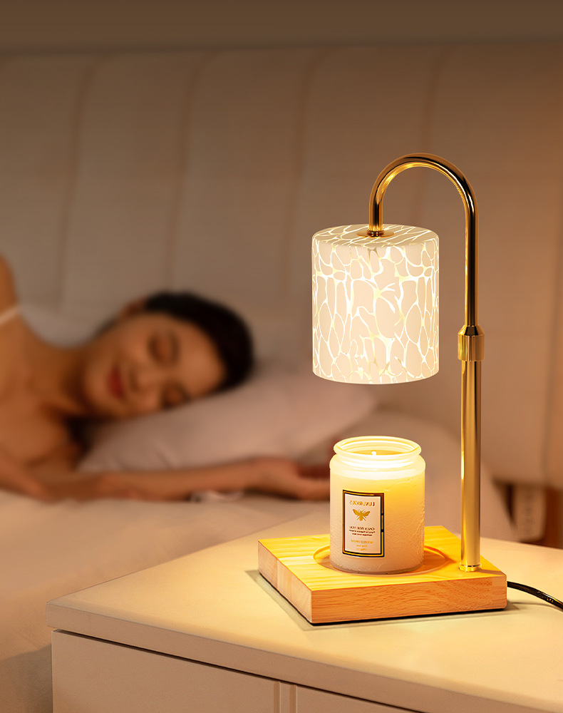 跨境专供融烛灯无明火香薰灯可调节简约暖烛灯融蜡灯卧室护眼台灯详情7