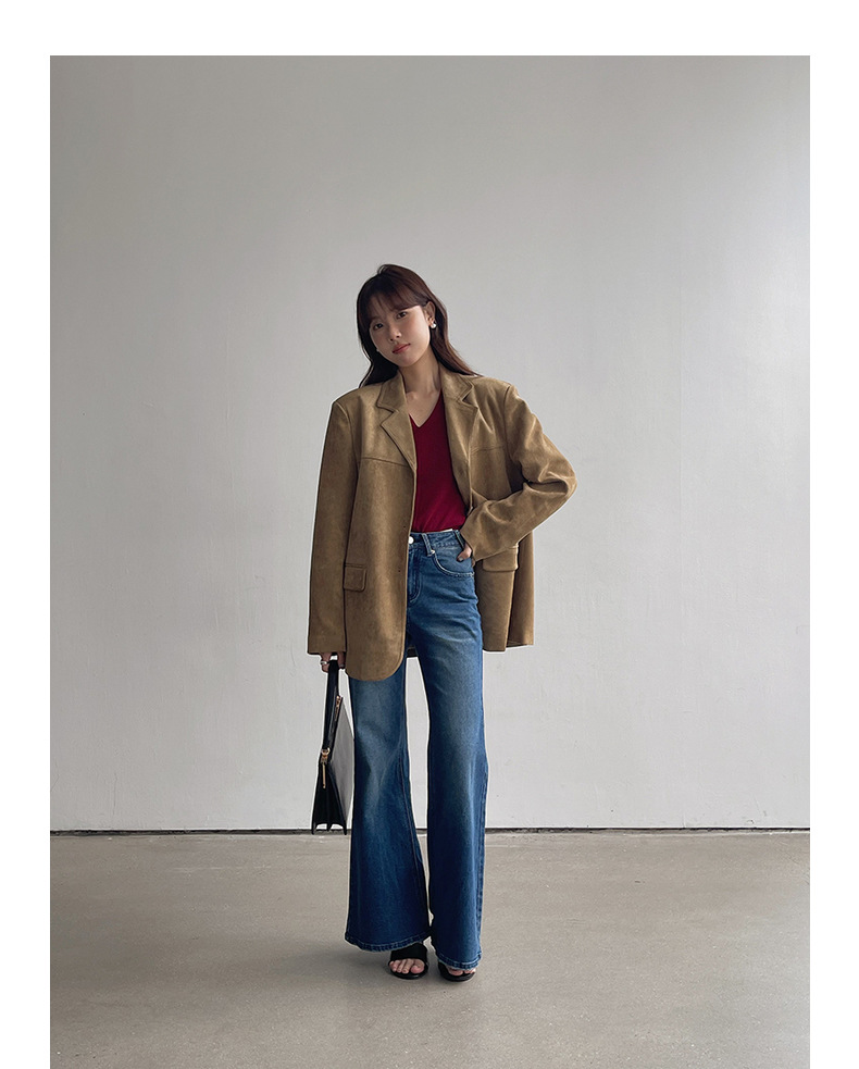【90s Retro Horn 】 Ge Ming High-waisted slightly flared jeans for Women 2025 Spring New floor-length Pants R155H pic 24