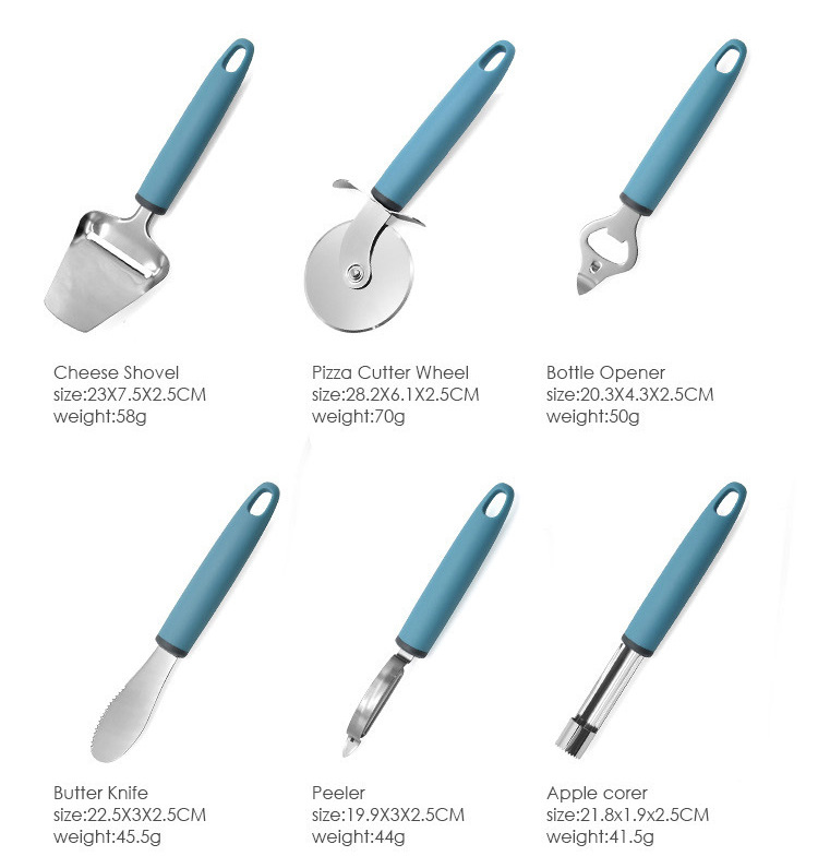 跨境多功能厨房工具打蛋器蛋糕铲开瓶器披萨刀烘焙芝士铲14件套装详情4