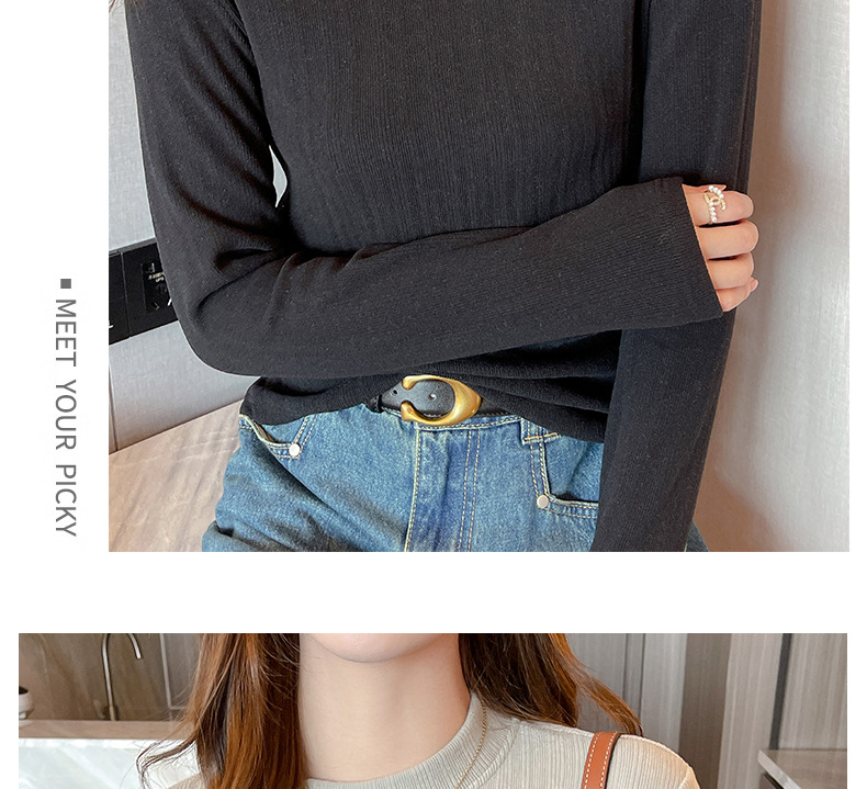 秋冬季磨毛椰绒小立领正肩内搭打底衫女德绒可外穿高级感上衣t恤详情20
