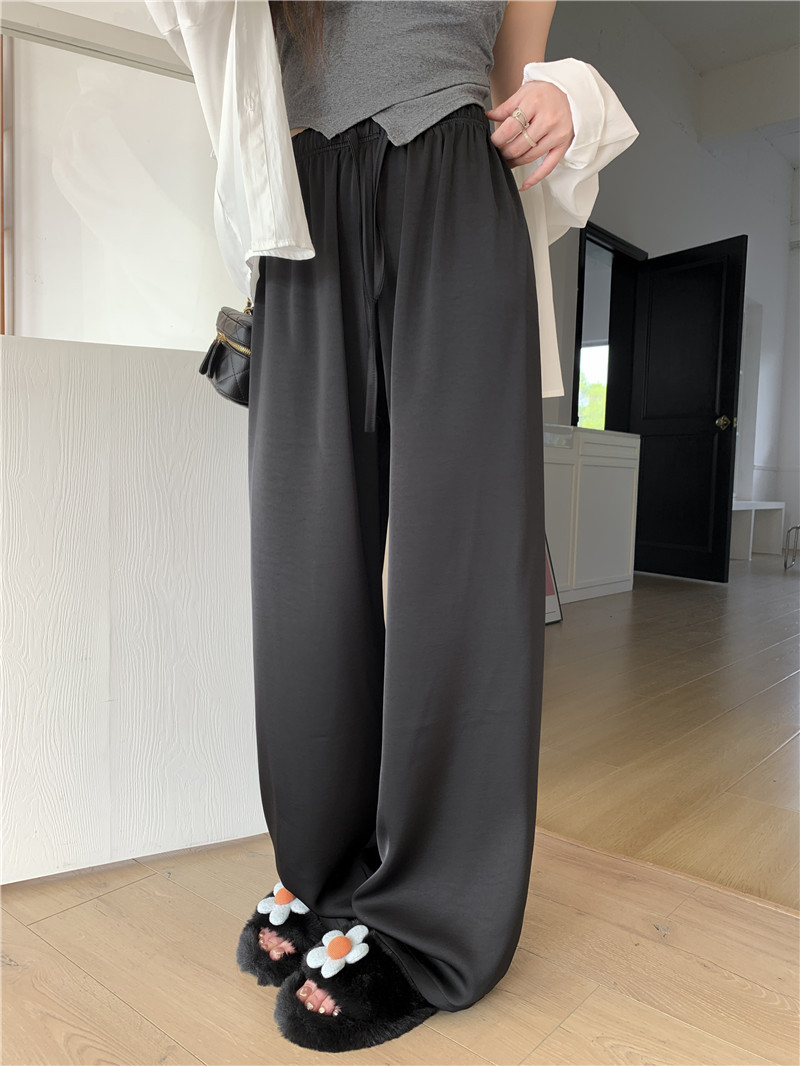 高腰松紧纵享丝滑珠光仿醋酸阔腿质感冰丝抽绳凉凉裤宽松阔腿裤女详情37