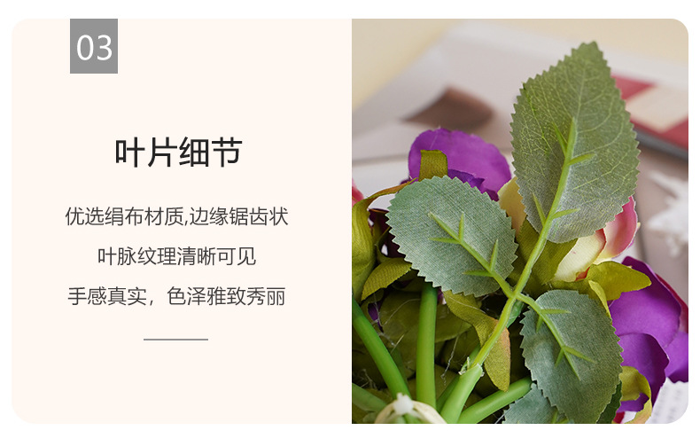 A Korean-style wedding bride is holding a bouquet of 12 small roses for home decoration. The artificial flowers are a simulation of 12 small roses pic 25