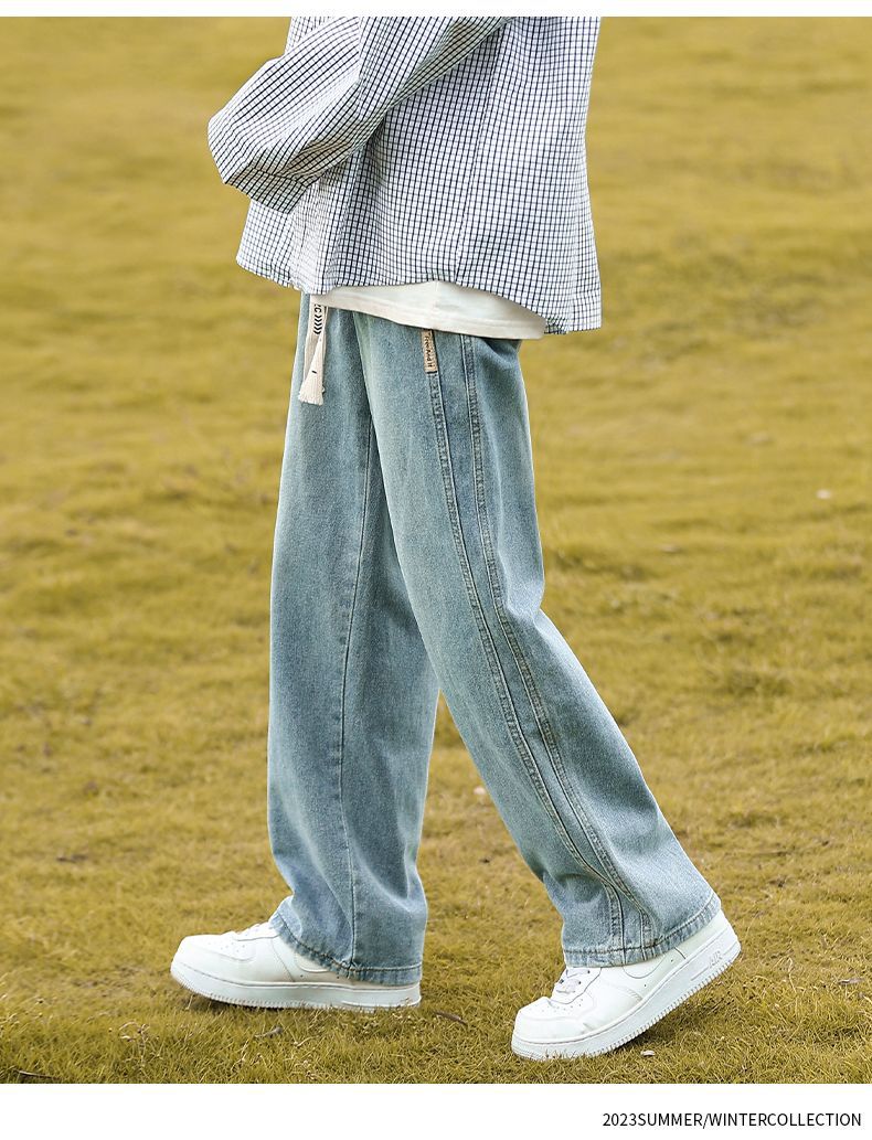 水洗浅色牛仔裤男生2024夏季新款男士直筒宽松阔腿休闲裤子青少年详情15