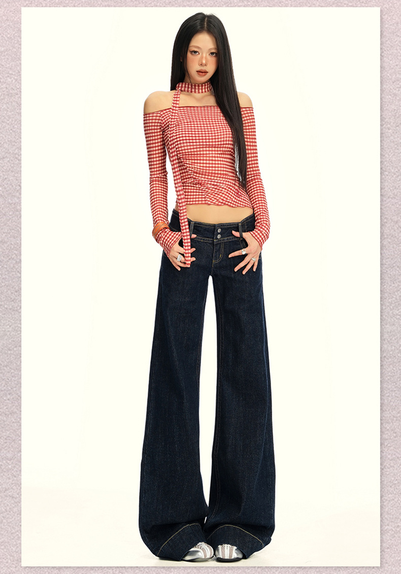 橙绢女装#美式复古丹宁原牛色直筒牛仔裤女早秋百搭微休闲喇叭裤详情15