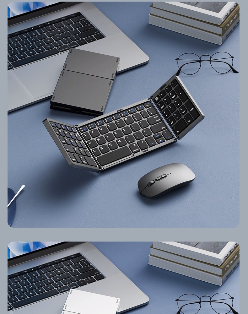 Cross-border three-fold keyboard, wireless Bluetooth, foldable small keyboard, suitable for desktop computers, Xiaomi notebook set pic 22