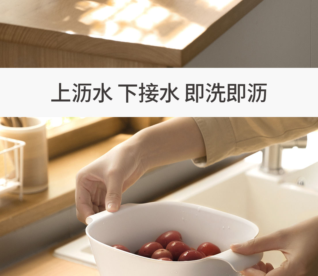 懒角落 双层洗菜盆沥水篮家用厨房洗菜篮子水果蔬菜盘滤水洗菜详情5