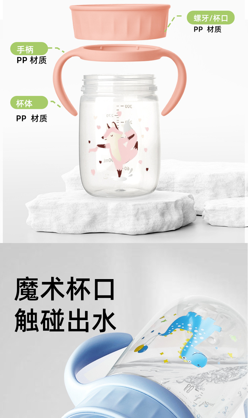 儿童PP吸管杯带防漏盖便携饮水杯宝宝学饮杯详情6