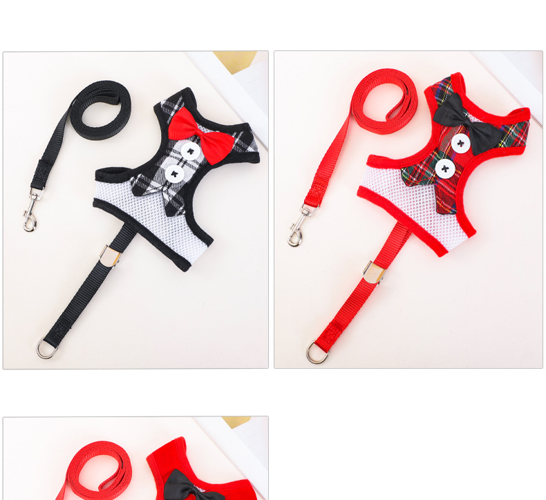 狗狗蝴蝶结晚礼服遛狗绳猫咪背心式胸背带泰迪中小型犬牵引绳批发详情13