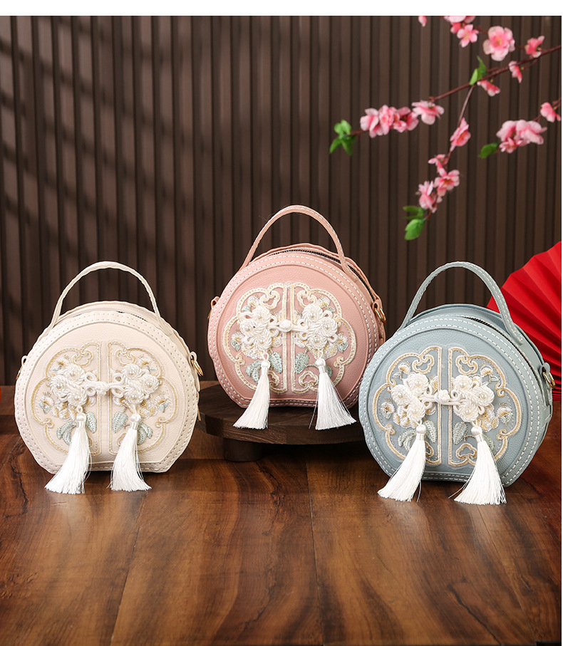 Chinese-style handcrafted diy embroidered bag, new Chinese-style versatile small round bag, material bag, crossbody bag, single-shoulder handbag for women pic 19