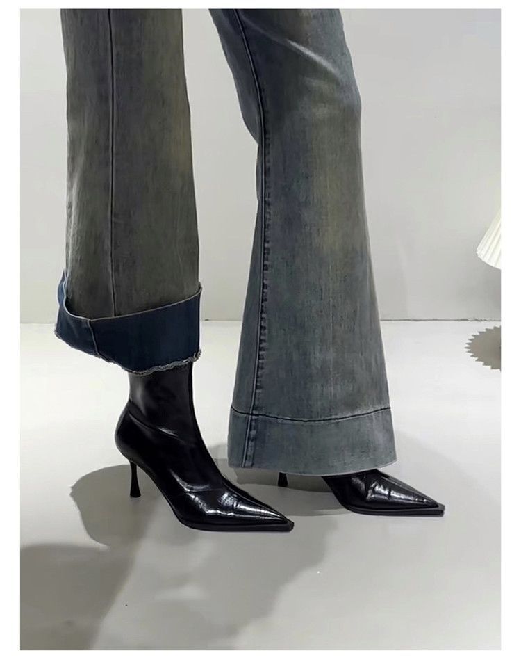 小众百搭尖头高跟短靴女秋冬新款法式细跟弹力瘦瘦靴气质小踝靴子详情5