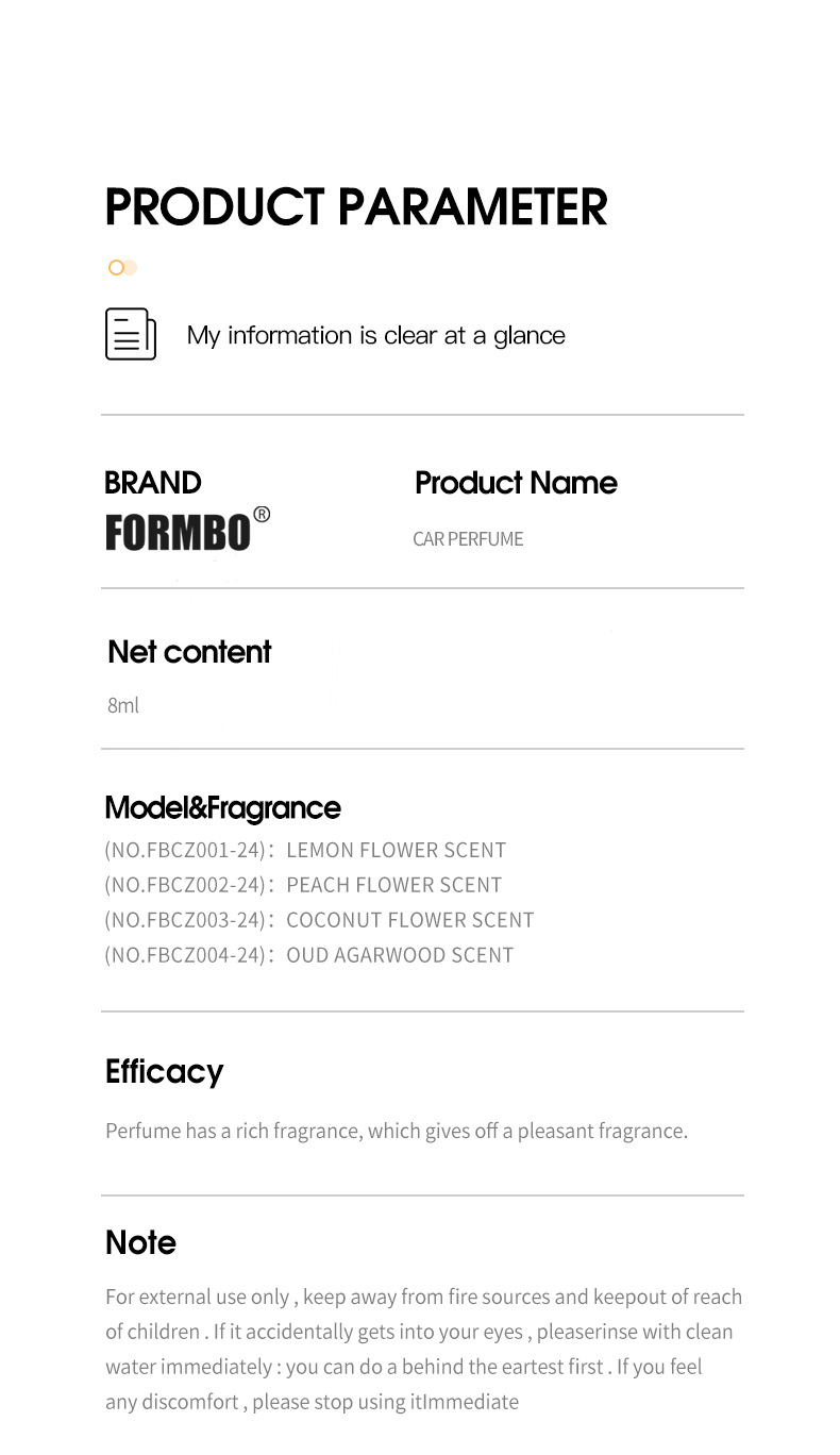 跨境专供FORMBO车载挂绳香水瓶汽车用除异味香薰挂件饰品香水批发详情22