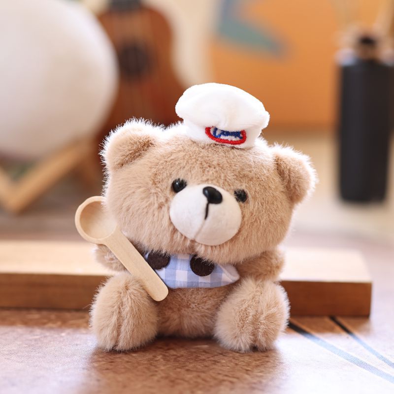 可爱萌背带小熊挂件毛绒玩具公仔厨师熊包包挂饰钥匙扣布娃娃玩偶详情5