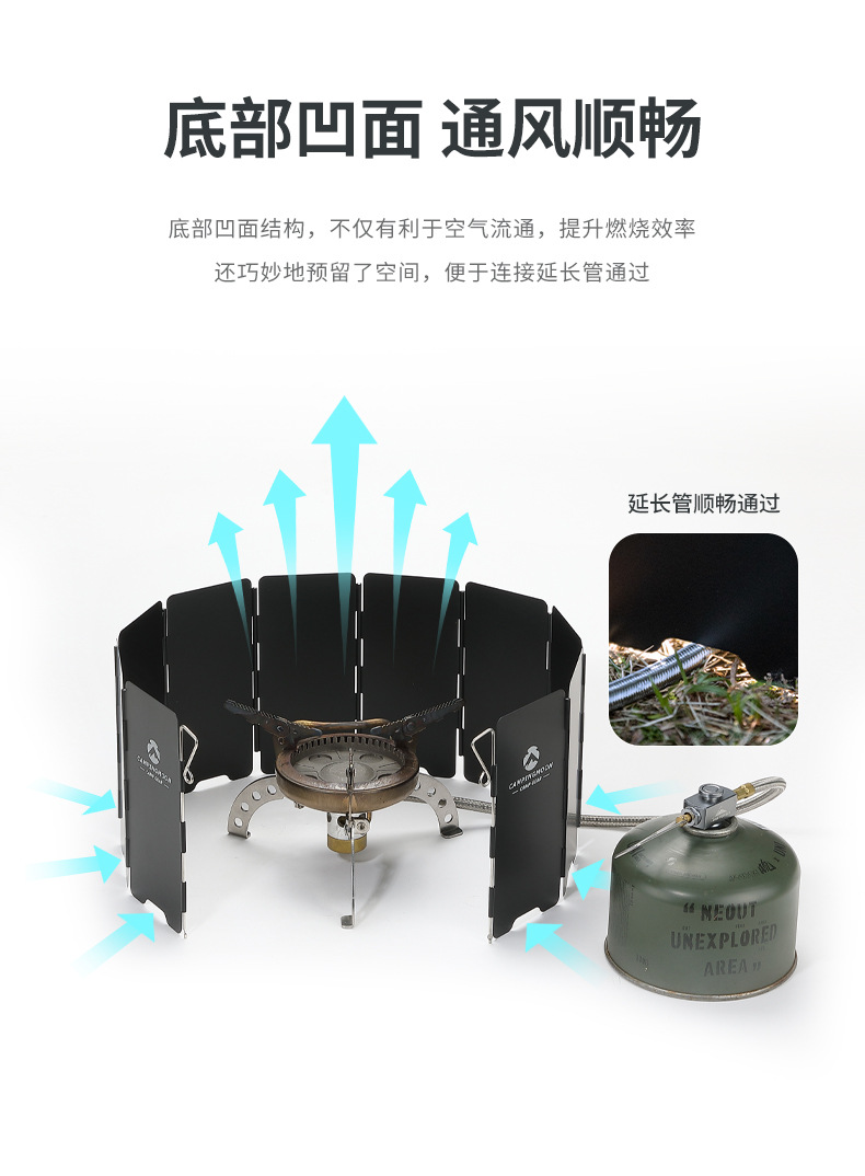 柯曼铝合金挡风板炉头炉具防风板折叠便携装迷你野餐野营装备详情6