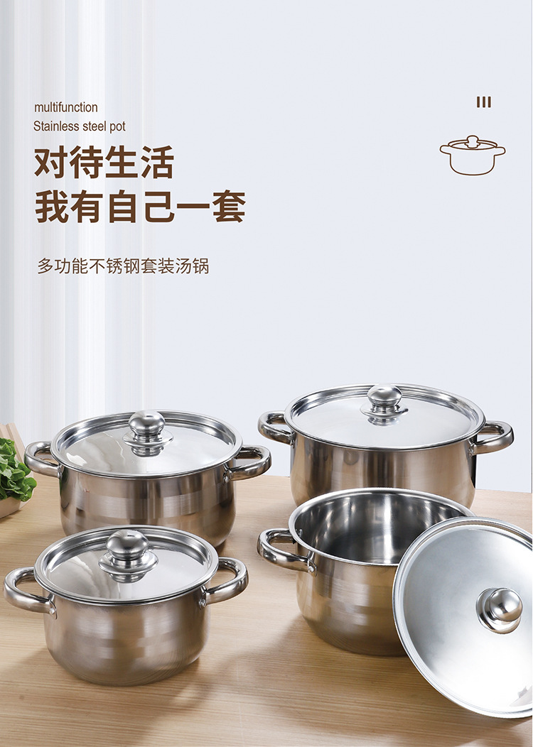 Thickened stainless steel color set pot 20-22-24-26 cm cross-border foreign trade supply from Mexico wholesale pic 1