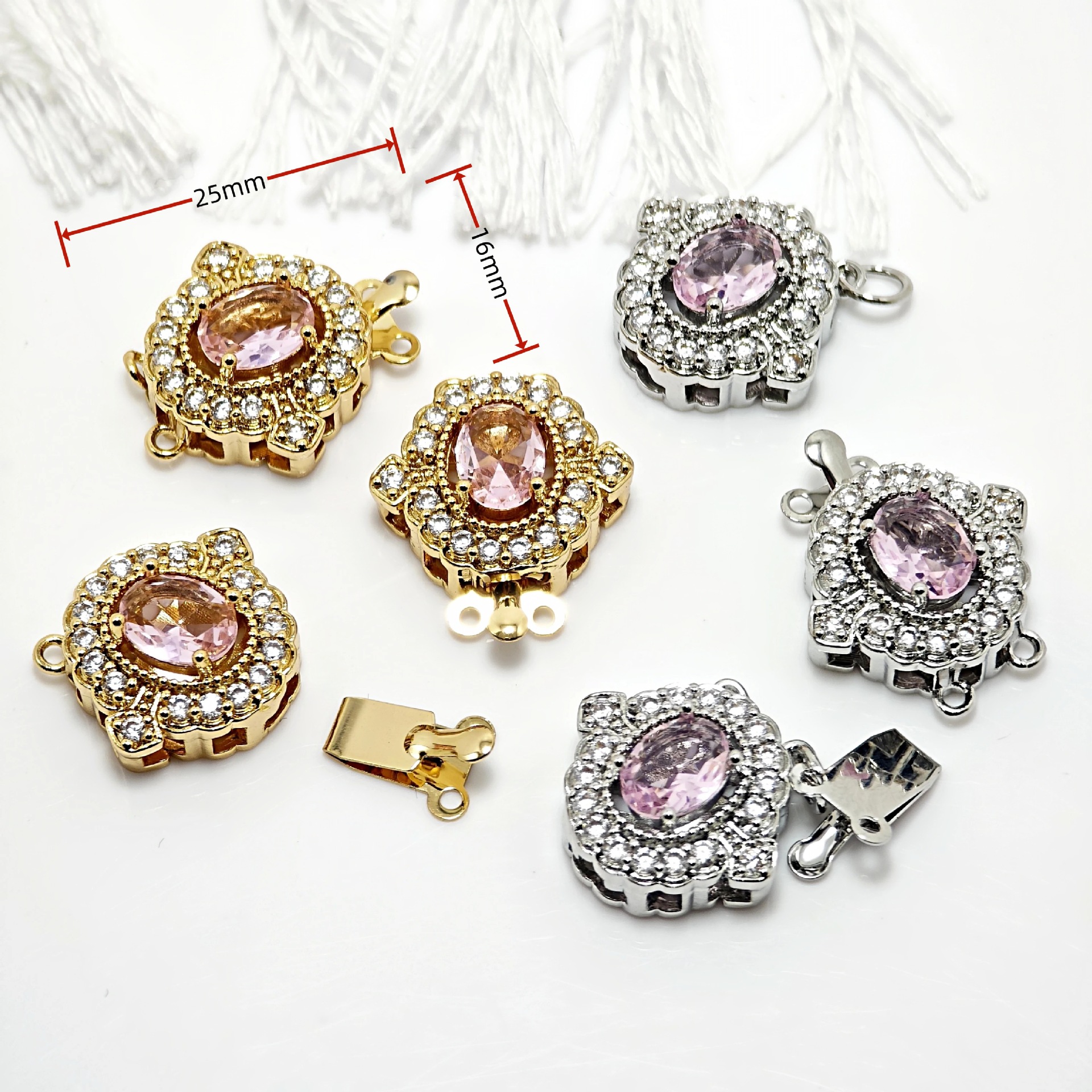 High color retention, real gold plating, double hanging, zirconium pearl buckle, pin, buckle necklace, connecting buckle head, DIY jewelry bracelet pic 3