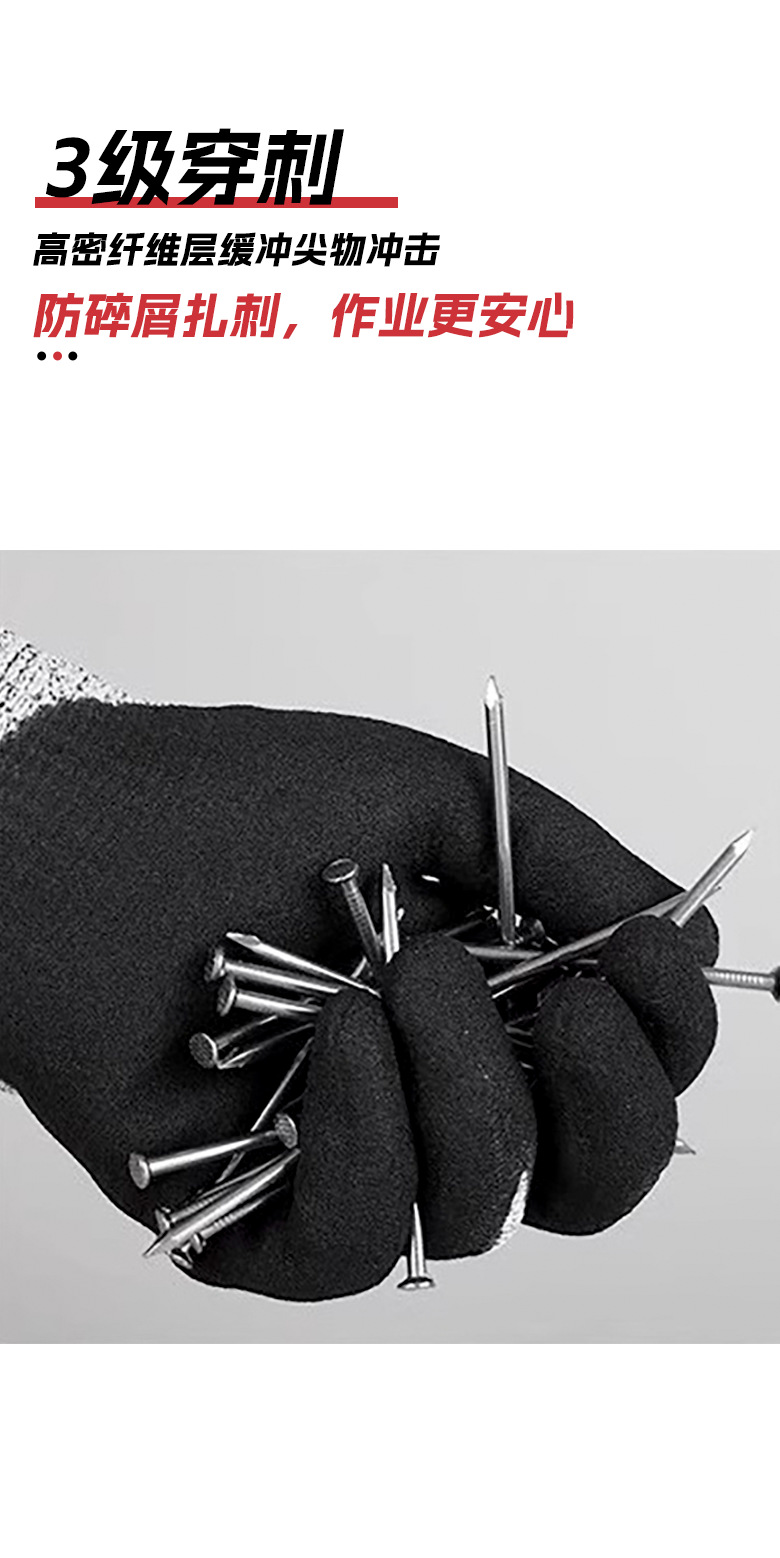 Customized wholesale of nitrile gloves, grade 5 hemp ash cut-resistant labor protection gloves, wear-resistant and cut-resistant work gloves, cross-border pic 8