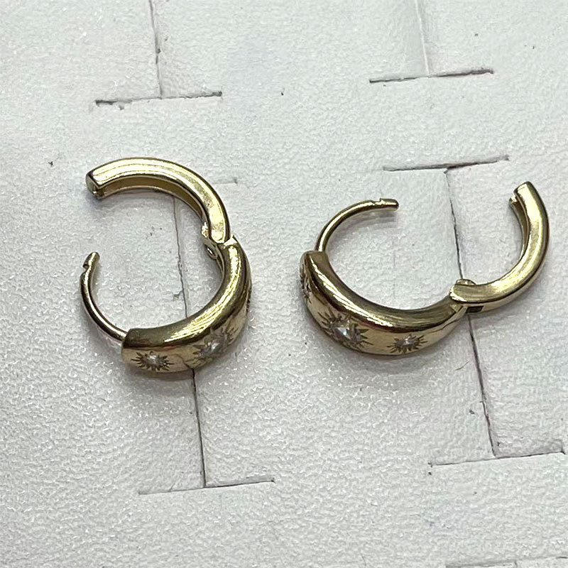 Cross-border bestsellers, Instagram-style earrings, versatile, simple and fashionable, golden earrings, round gold-plated earrings pic 4