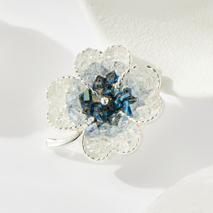 国潮冰蓝渐变水晶葫芦胸针高级感铜合金天然贝母微镶锆石别针胸花详情6