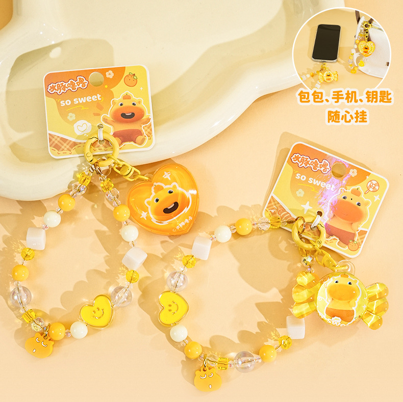 百茂正版水豚噜噜亚克力糖果爱心串珠DIY挂件可爱闺蜜情侣包挂饰详情9