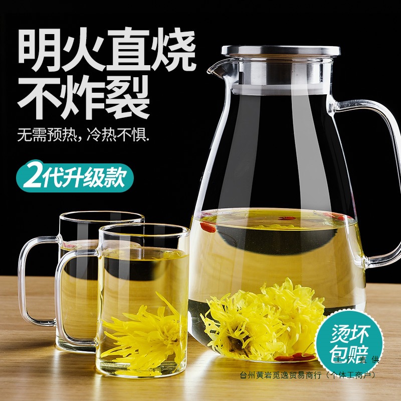 玻璃冷水壶家用耐高温大容量凉水杯防爆凉白开茶壶套装耐热冷水壶详情2