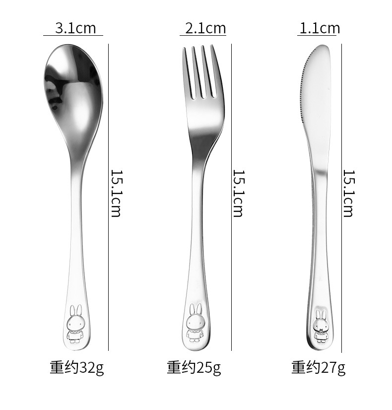 创意兔子搅拌勺304不锈钢家用ins风勺子甜品蛋糕叉水果叉儿童餐具详情6