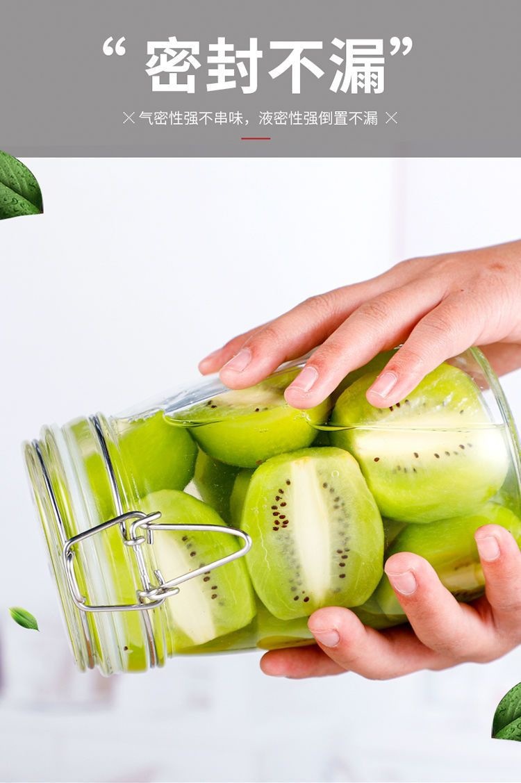 Wholesale glass sealed jars, tea jars, grain storage jars with LIDS and snap fasteners, large-sized household pickles storage jars pic 4