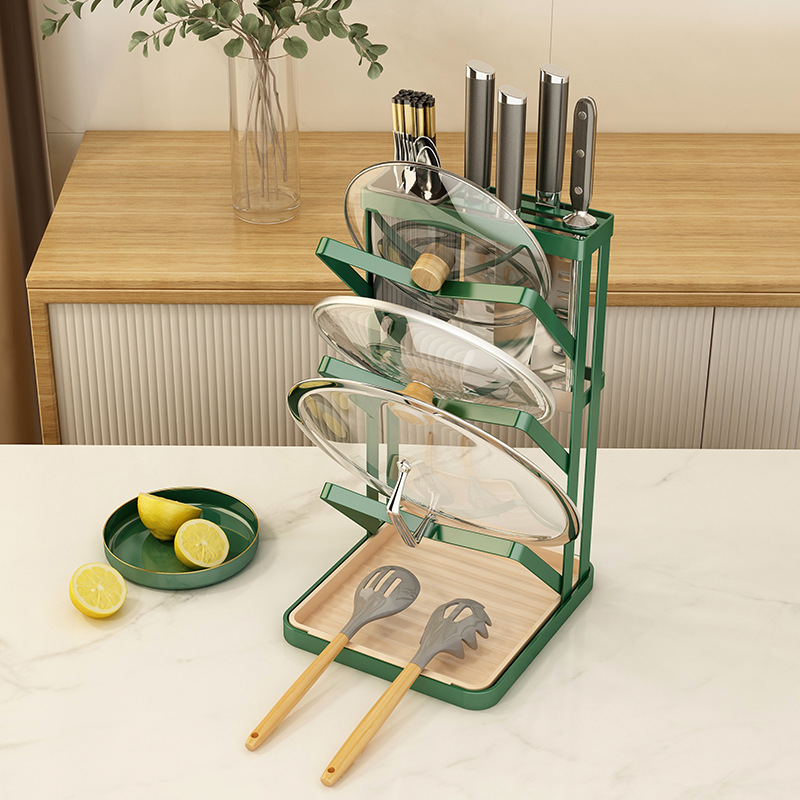 厨房锅盖架子台面壁挂式免打孔家用置物架菜板收纳架锅铲架托神器详情7