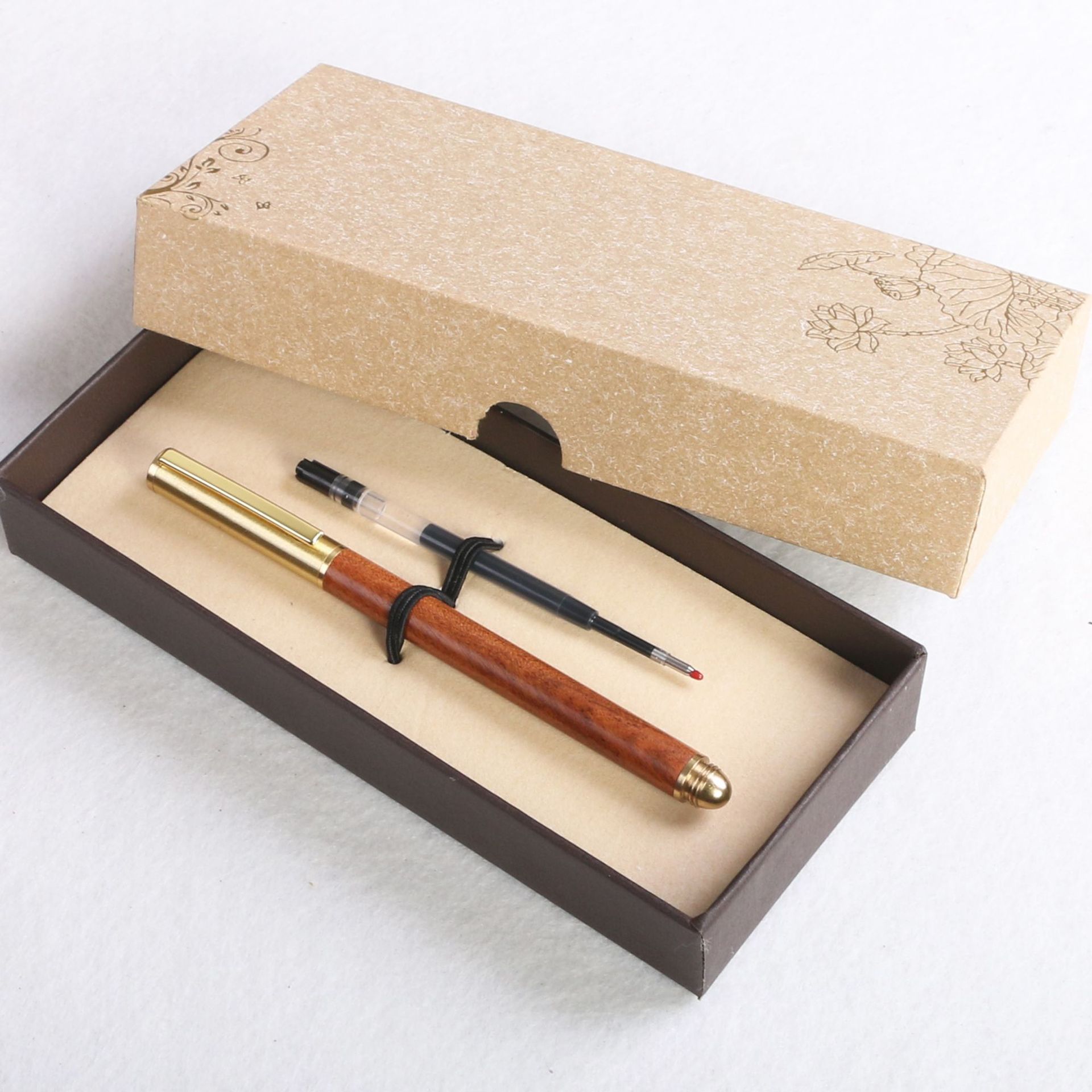 Wooden business pearl signature pen, brass solid wood pen clip, gel pen, LOGO printed, laser customized signature pen pic 1