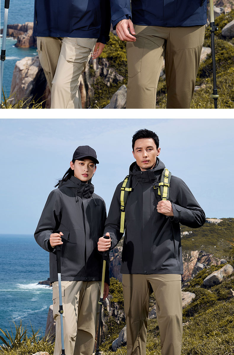 定制冲锋衣三合一男印绣LOGO徒步软壳防风登山服企业团体工装外套详情18