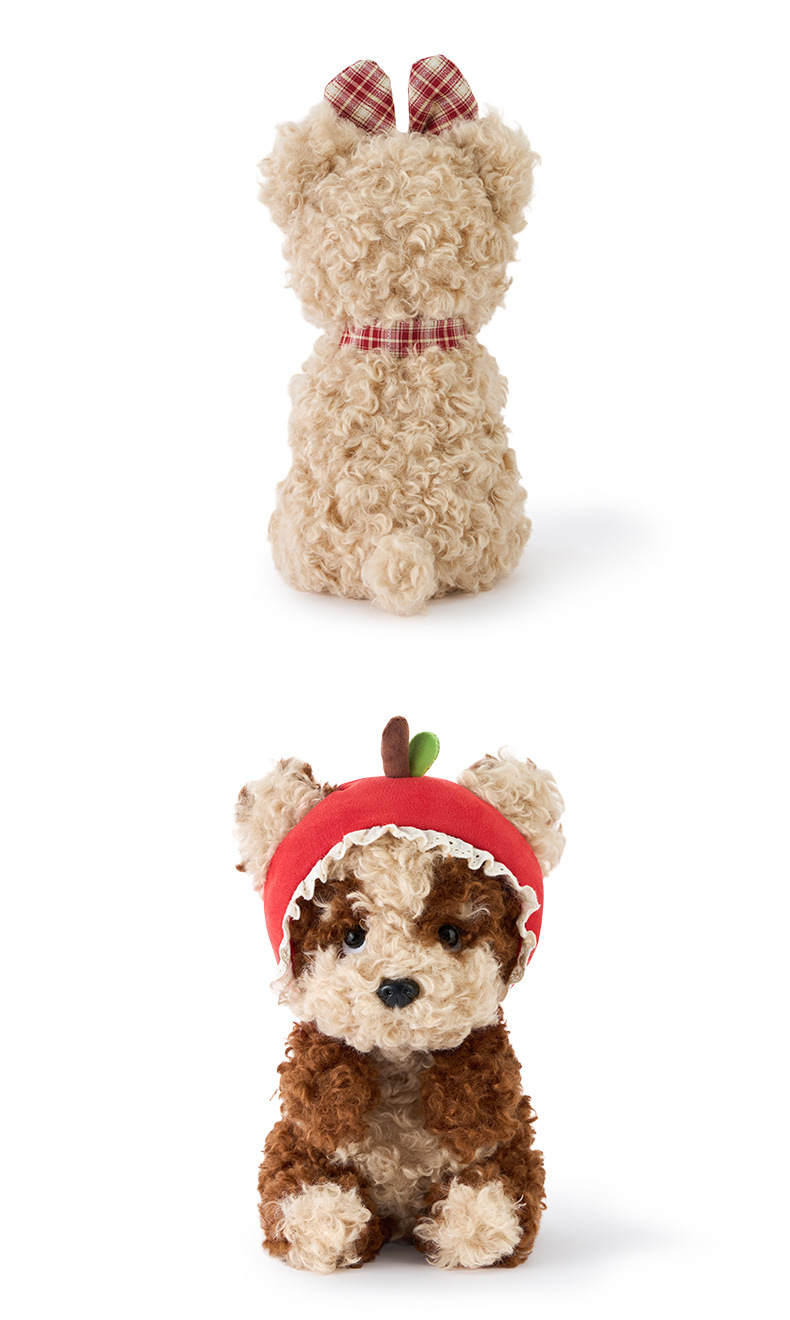 多爱原创复古小狗毛绒玩具可爱趴姿苹果小狗公仔安抚哄睡玩偶批发详情5