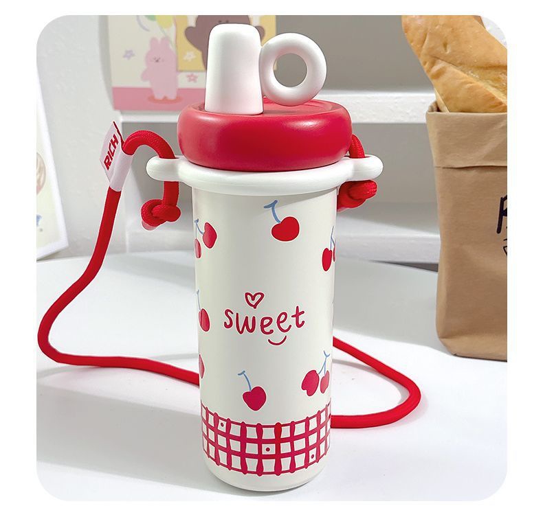 轻奢吸管保温杯女高颜值吸管杯大容量水杯背带可斜挎车载杯子便携详情24