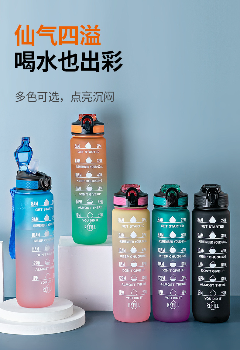 学生爆款塑料水杯高颜值太空杯渐变大容量水杯吸管杯大肚子刻度杯详情6