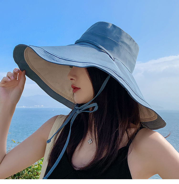 超大檐渔夫帽大沿女夏遮脸双面加大帽檐遮阳防晒帽子防紫外线太阳详情13