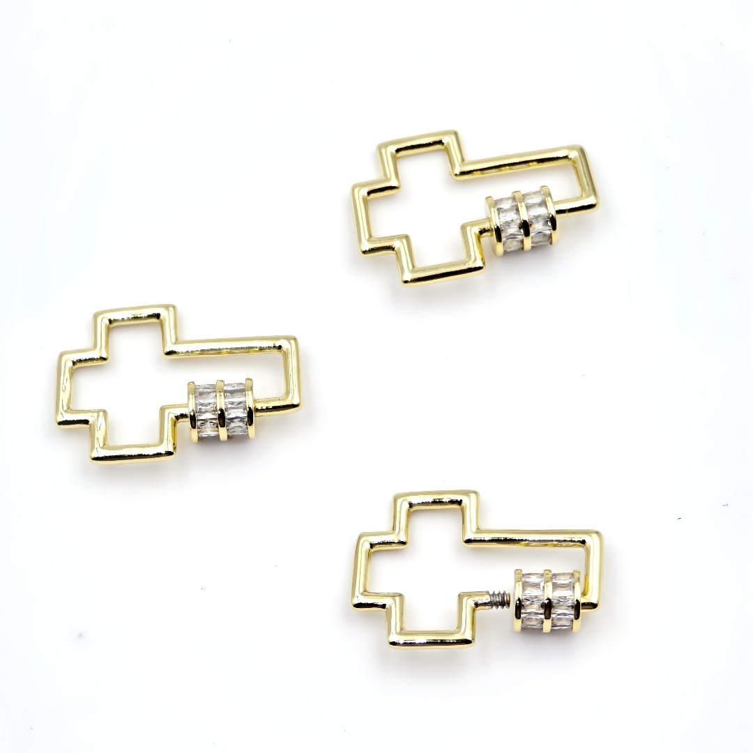 跨境外贸AAA高档锆石心形螺纹扣吊坠微镶铜电镀金多款单吊坠饰品详情9