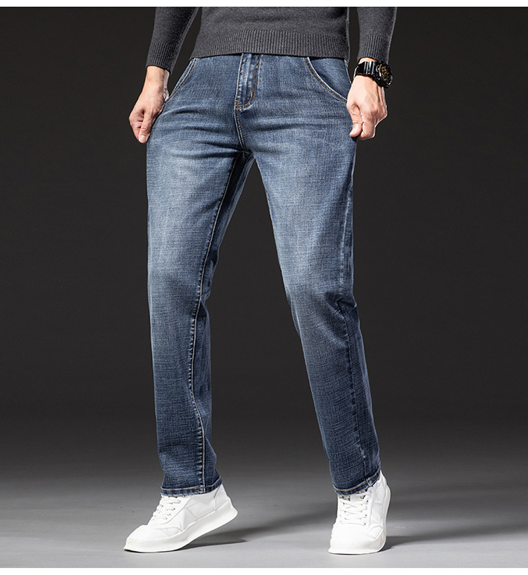 牛仔裤男秋冬商务直筒宽松弹力中青年长裤子男春秋款详情11