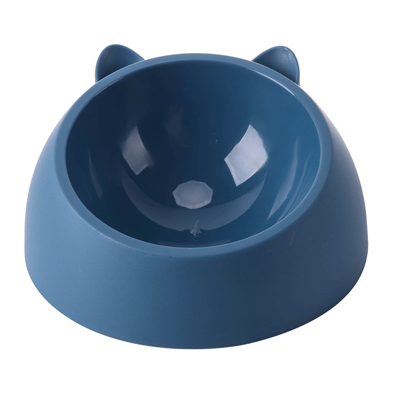 Cross-border wholesale candy-colored cat head small stainless steel single bowl detachable plastic base cute cat and dog food bowl pic 3