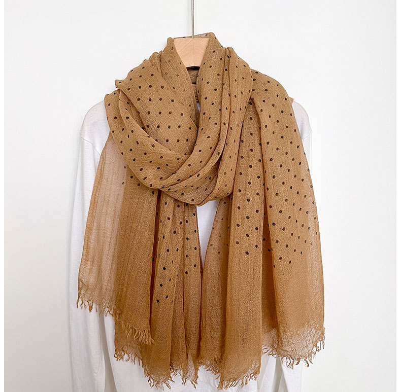 高级感韩系圆点印花棉麻围巾冬季百搭长巾披肩批发详情5