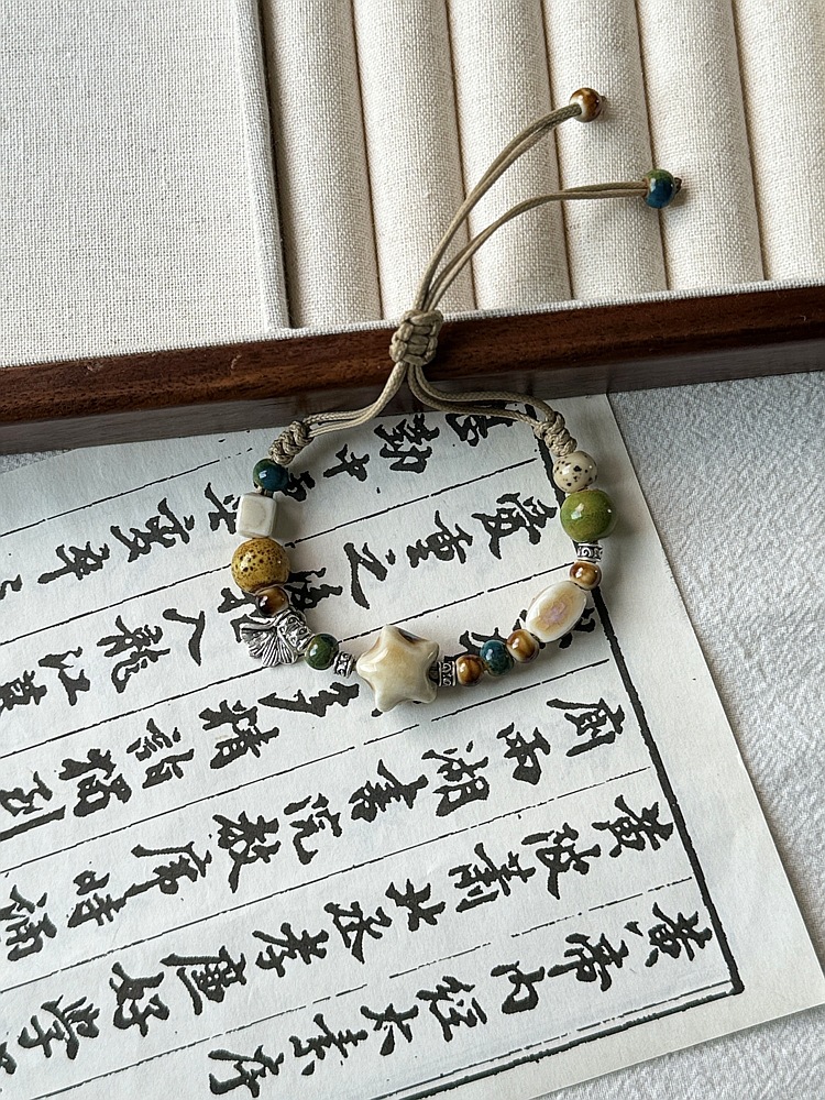 Jingdezhen ceramic bracelet wholesale street stall, versatile, fresh and new Chinese style, popular flower-woven ancient-style bracelet for women pic 4