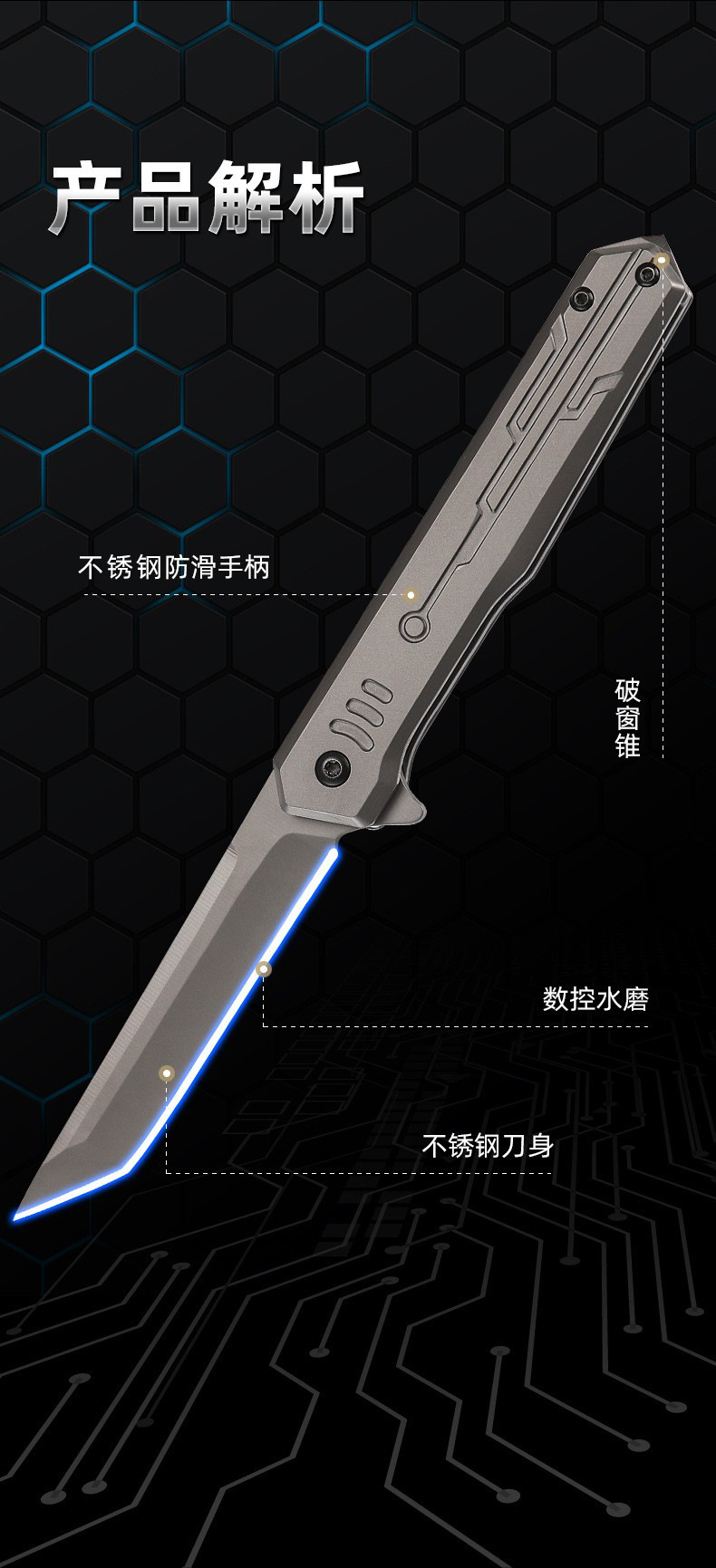 Outdoor camping high-hardness m390 self-defense knife, quick-release stainless steel wholesale folding knife, portable tactical folding knife, creative outdoor equipment pic 8