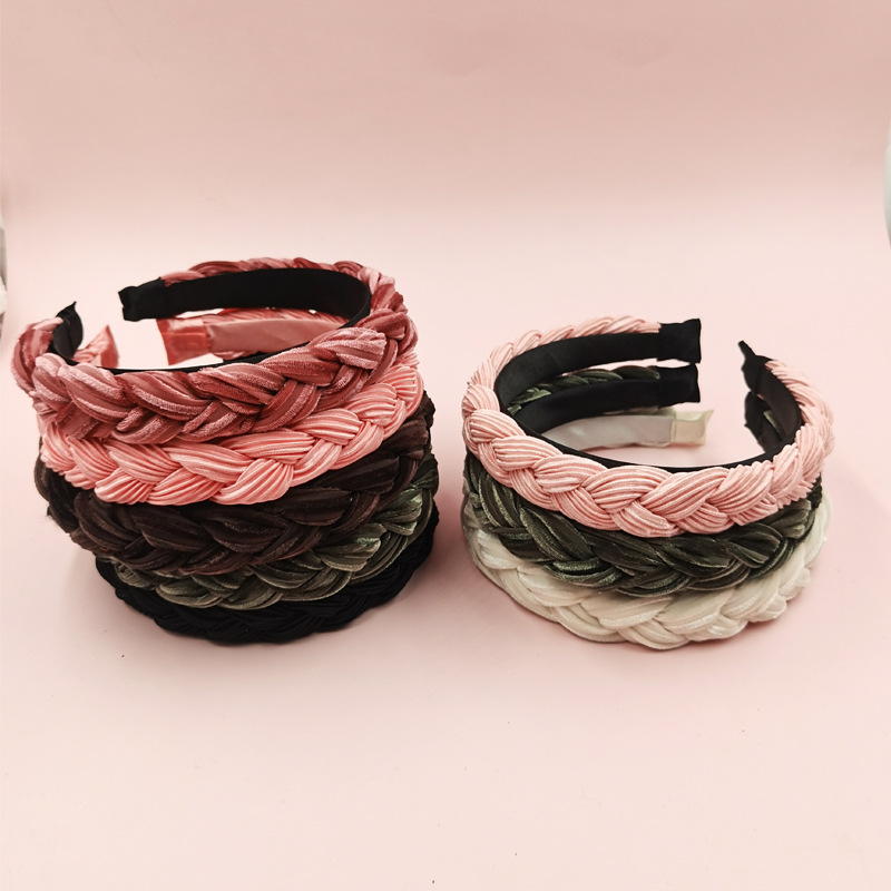 Exclusive Qiwei Accessories, exclusive cross-border new handwoven twisted pleated multi-strand multi-color hair band headwear for women pic 7
