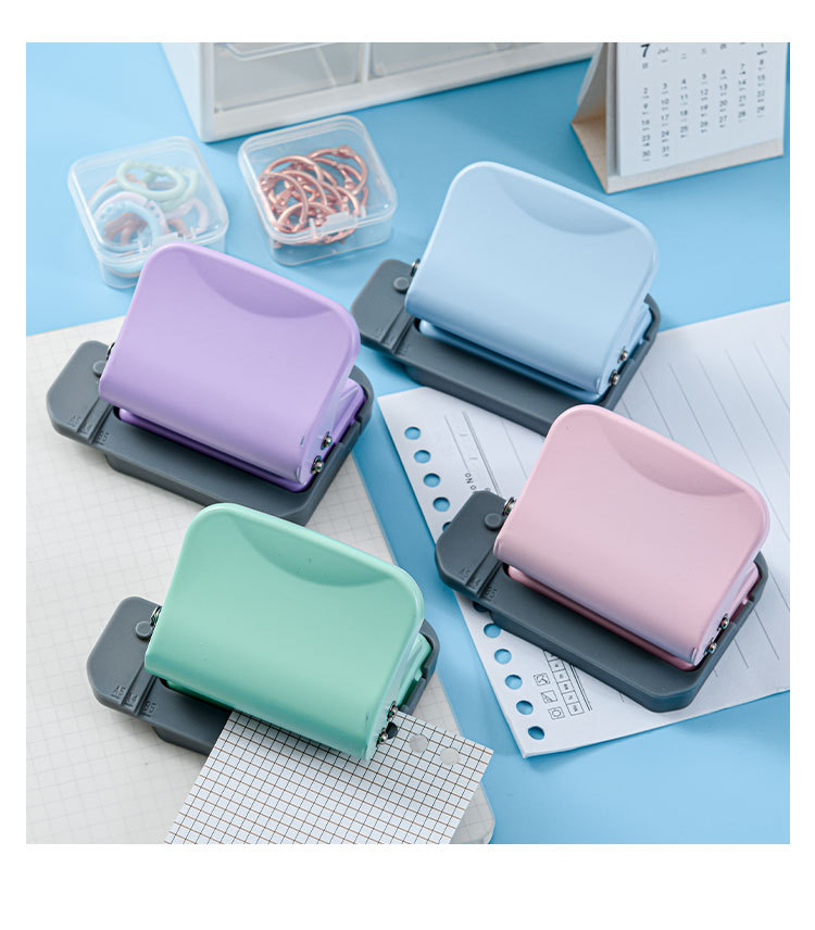 6孔手动活页打孔机可调式圆孔小型打孔器金属办公多孔省力打洞器详情20