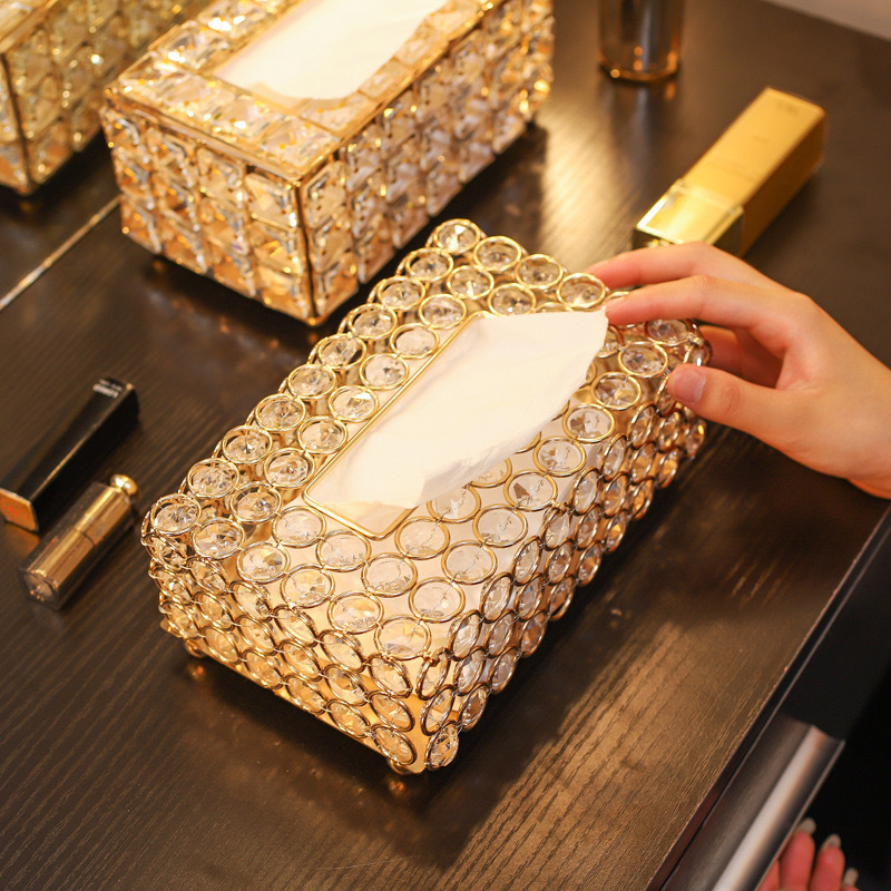European-style best-selling ins tissue paper, metal tissue box, living room desktop storage box, crystal tissue box, factory direct sales pic 8